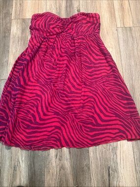 Express 100 %Silk Pink & Purple Striped Dress